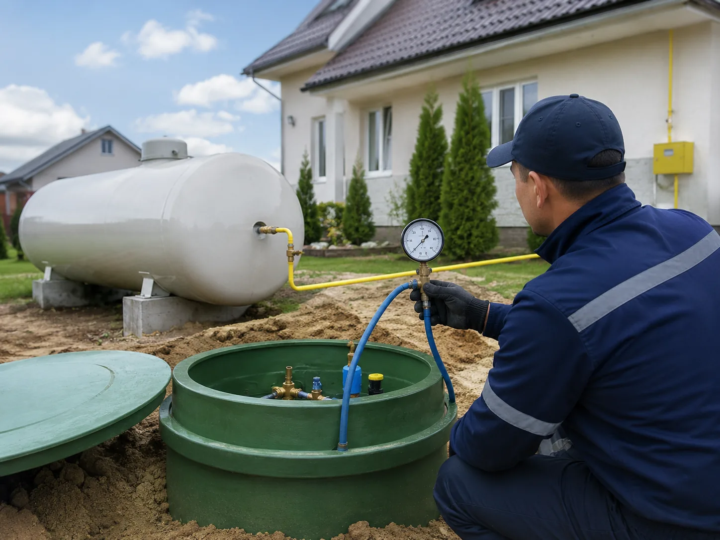 Проверка и опрессовка системы газгольдера